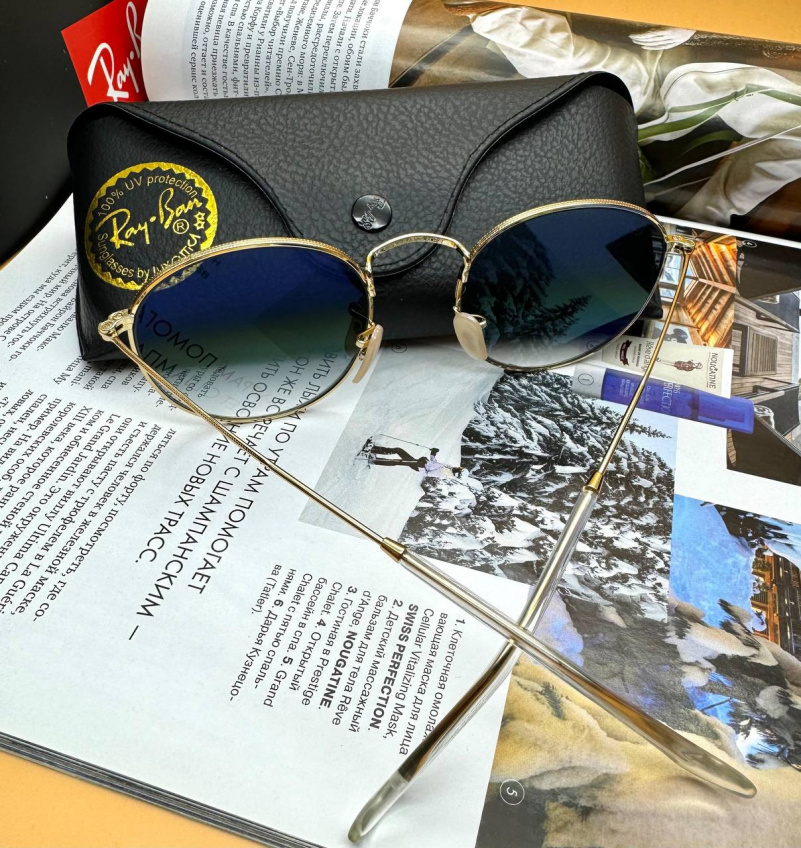 Ray Ban Солнцезащитные очки Round Metal - Blue / Gold