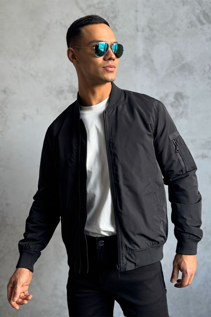 Palm Angels Мужской чёрный бомбер Miami logo-print