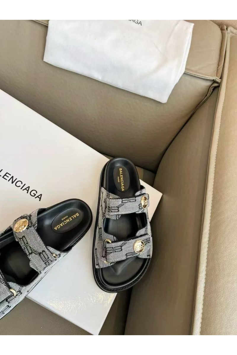Balenciaga Женские шлёпанцы Jacquard Premium - Grey