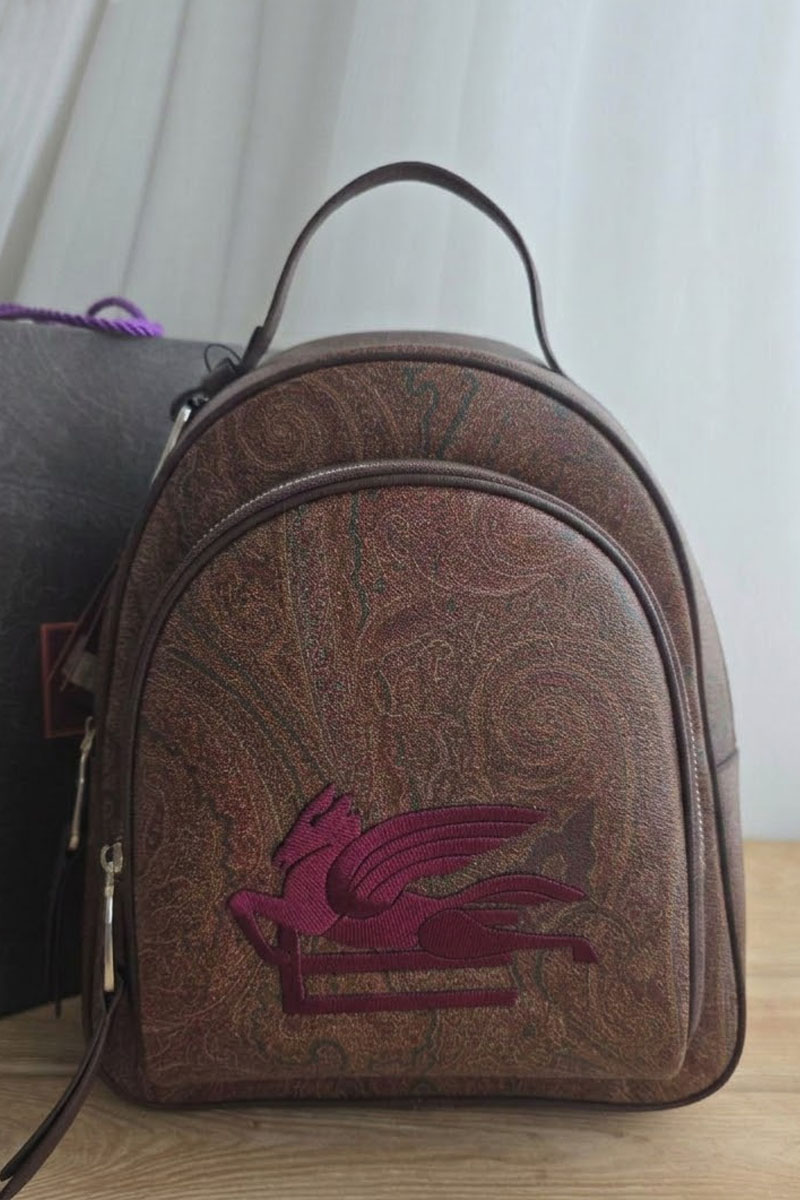 Loewe Кожаный рюкзак с узором плейсли 30x24 см