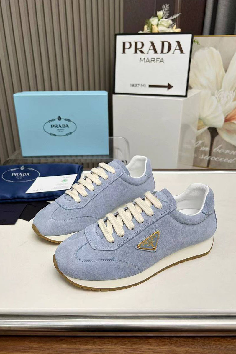 Prada Женские замшевые кроссовки Premium - Blue
