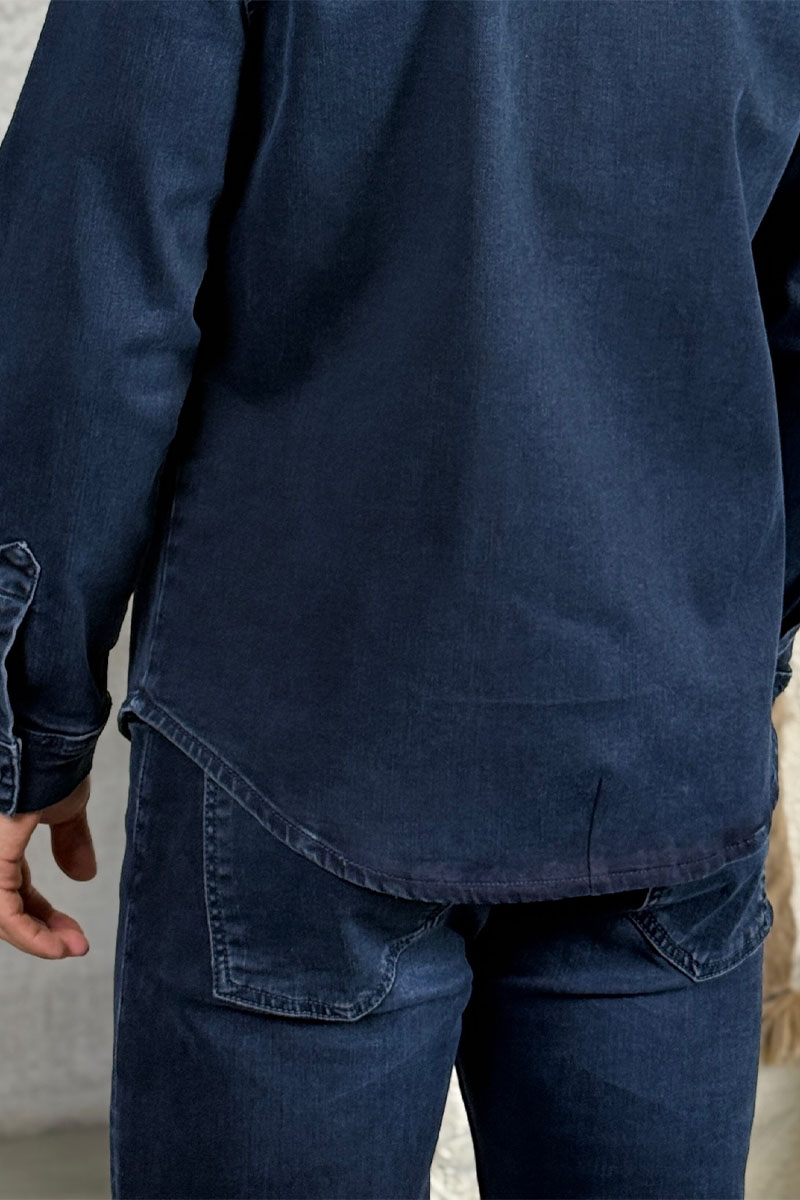 Loro Piana Джинсовая рубашка тёмно-синего цвета