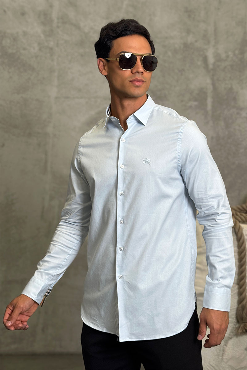 Burberry Мужская рубашка logo-embroidered - Blue 