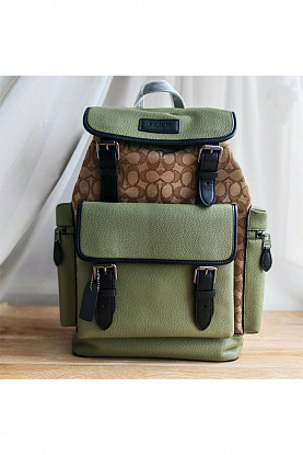 Кожаный рюкзак Coach - Green 45x30 см