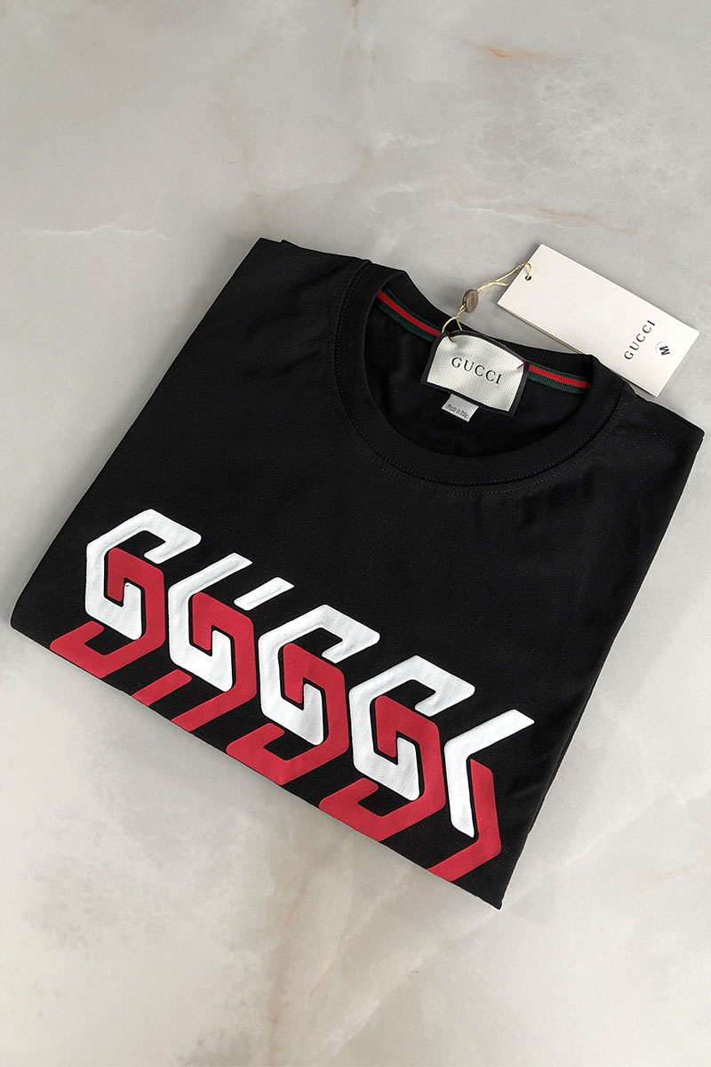 Gucci Брендовая мужская футболка чёрного цвета