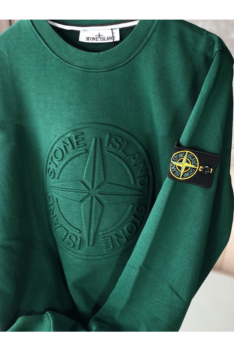 Stone Island Мужской светло-зелёный свитшот с патчем на плече embossed logo