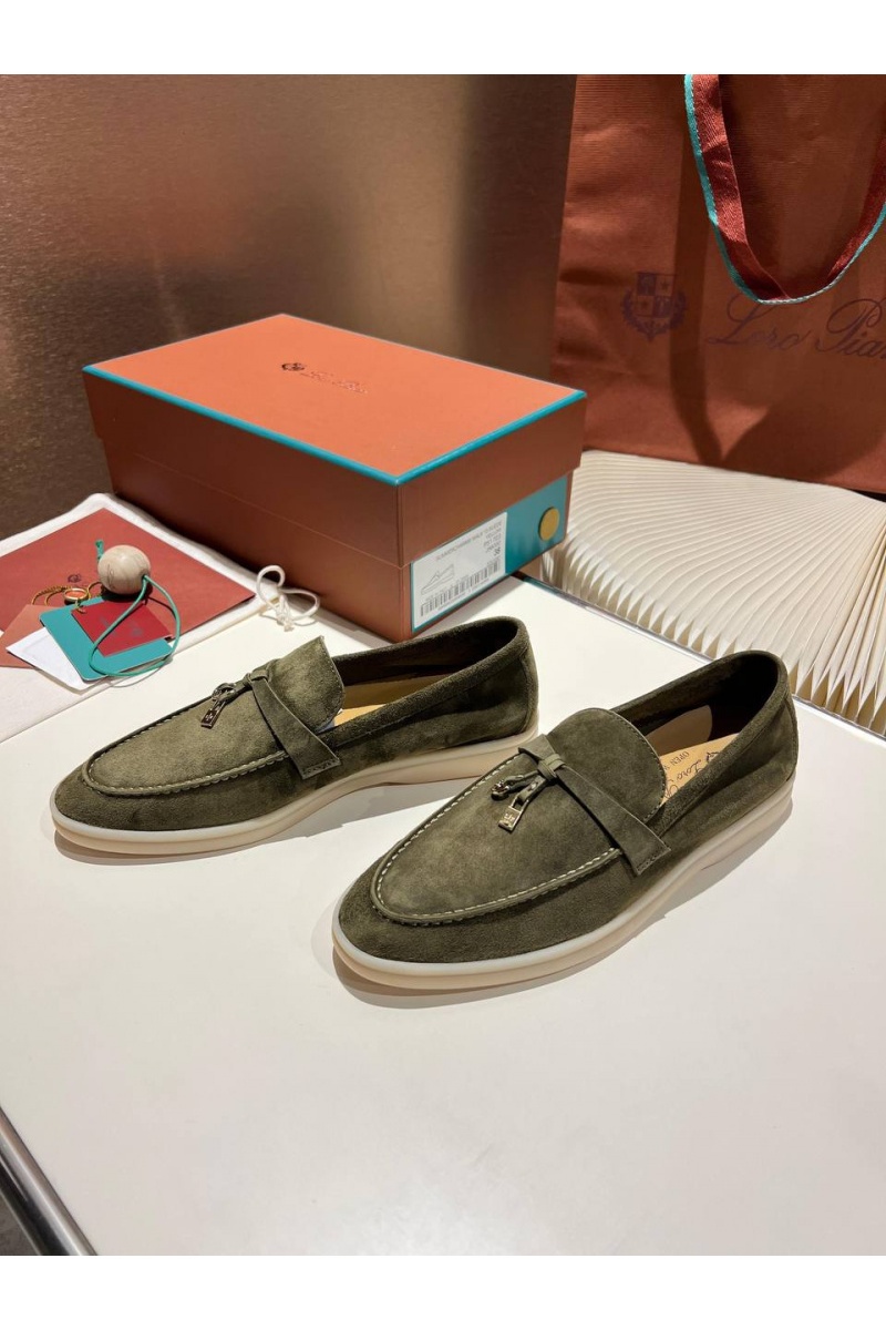 Loro Piana Женские замшевые лоферы Summer Charms Walk premium