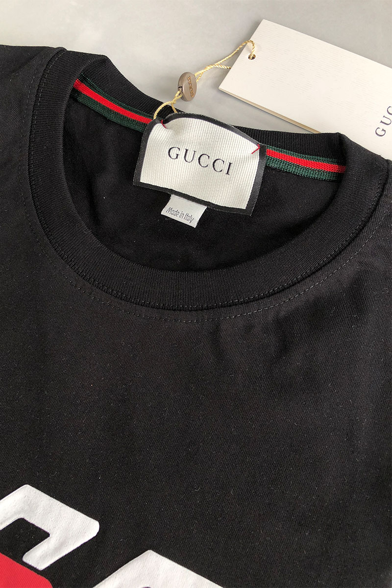 Gucci Брендовая мужская футболка чёрного цвета