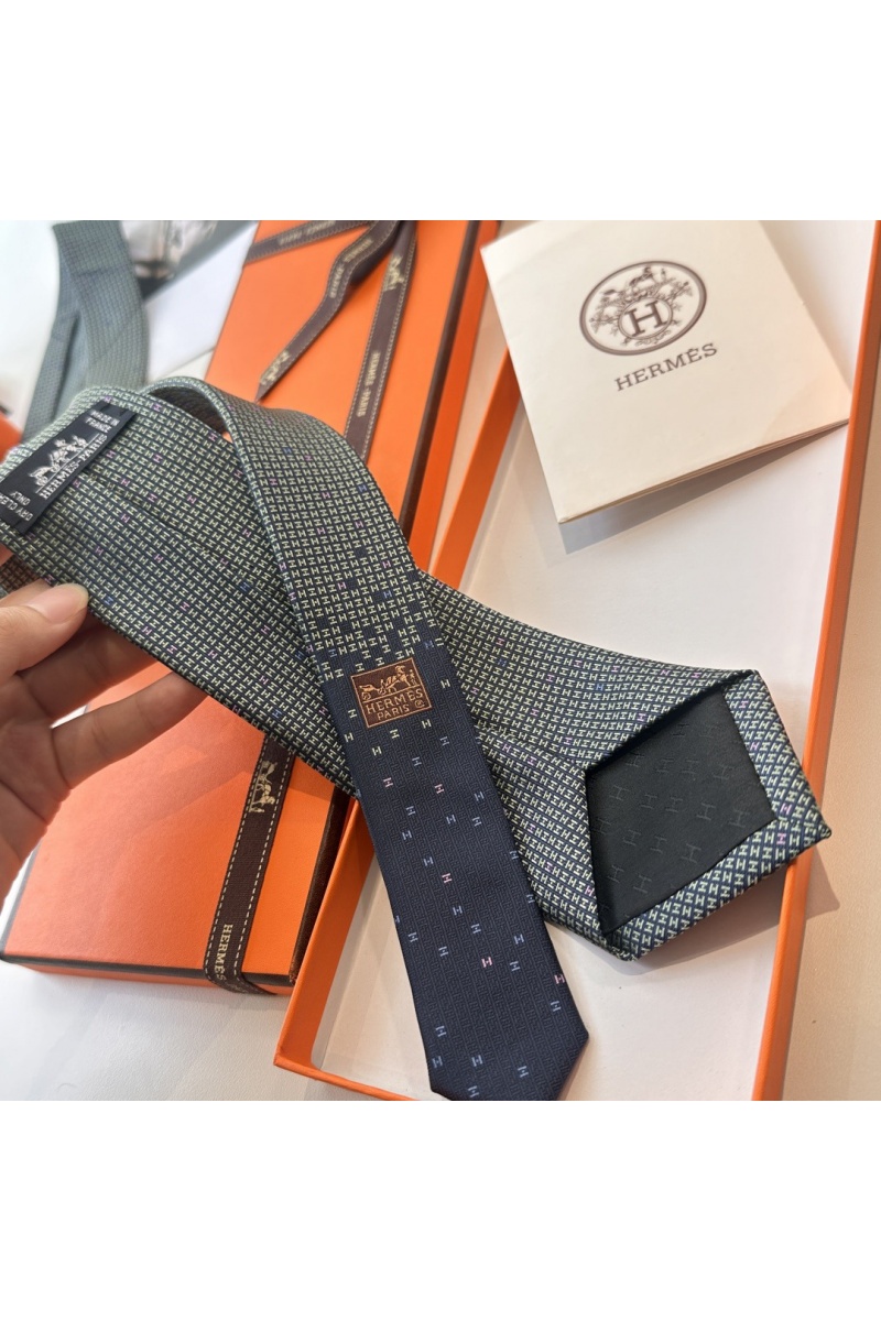 Hermes Галстук geometric logo-print premium - Black