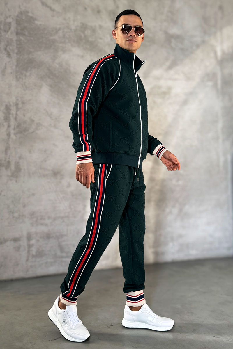 Gucci Зелёная кофта на молнии GG jacquard