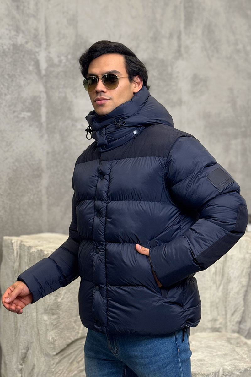 Burberry Синяя куртка со съёмными рукавами London England logo-patch