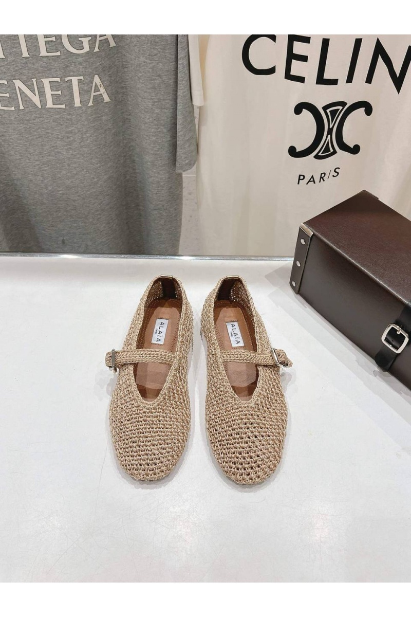 Designer Clothing Женские плетёные балетки ALaia Premium - Beige
