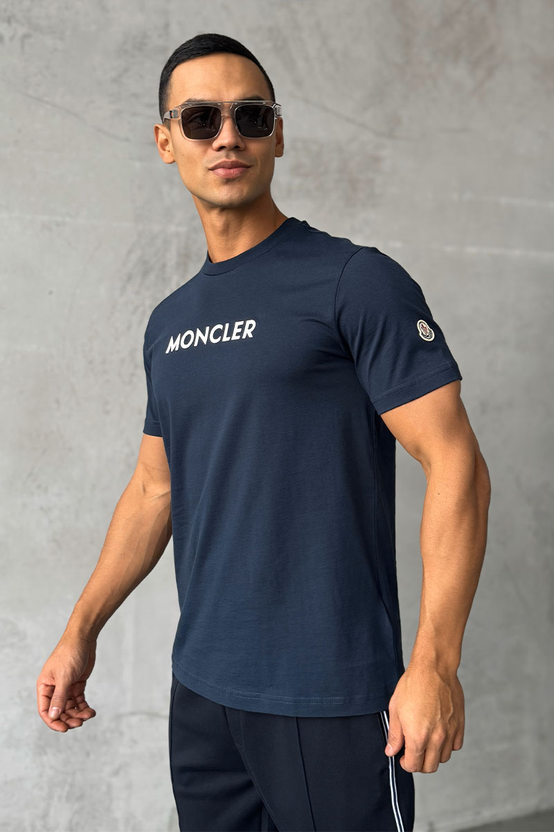 Moncler Мужская футболка logo-patch - Navy
