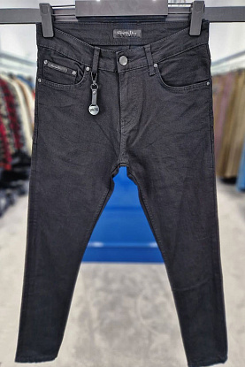 Мужские чёрные джинсы logo-embroidered 