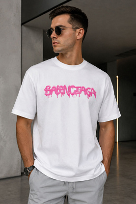 Белая оверсайз футболка graffiti-logo
