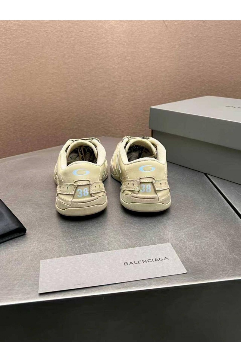 Balenciaga Женские кожаные кроссовки Hamptons Worn-Out premium