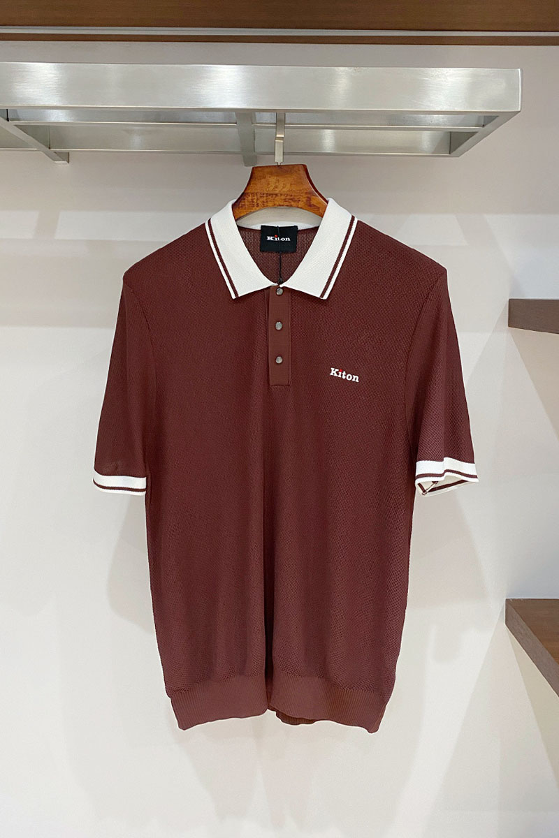 Kiton Мужское коричневое поло premium