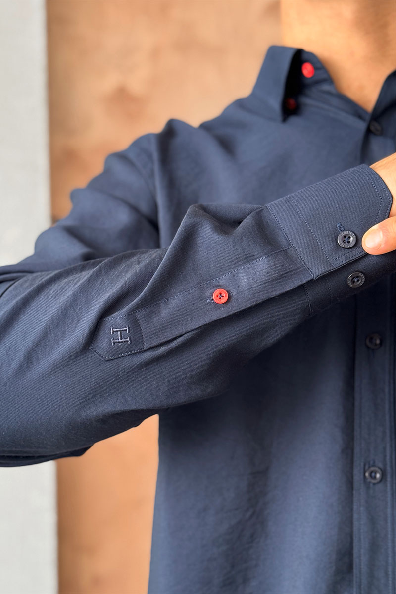 Hermes Мужская рубашка H embroidered - Navy 