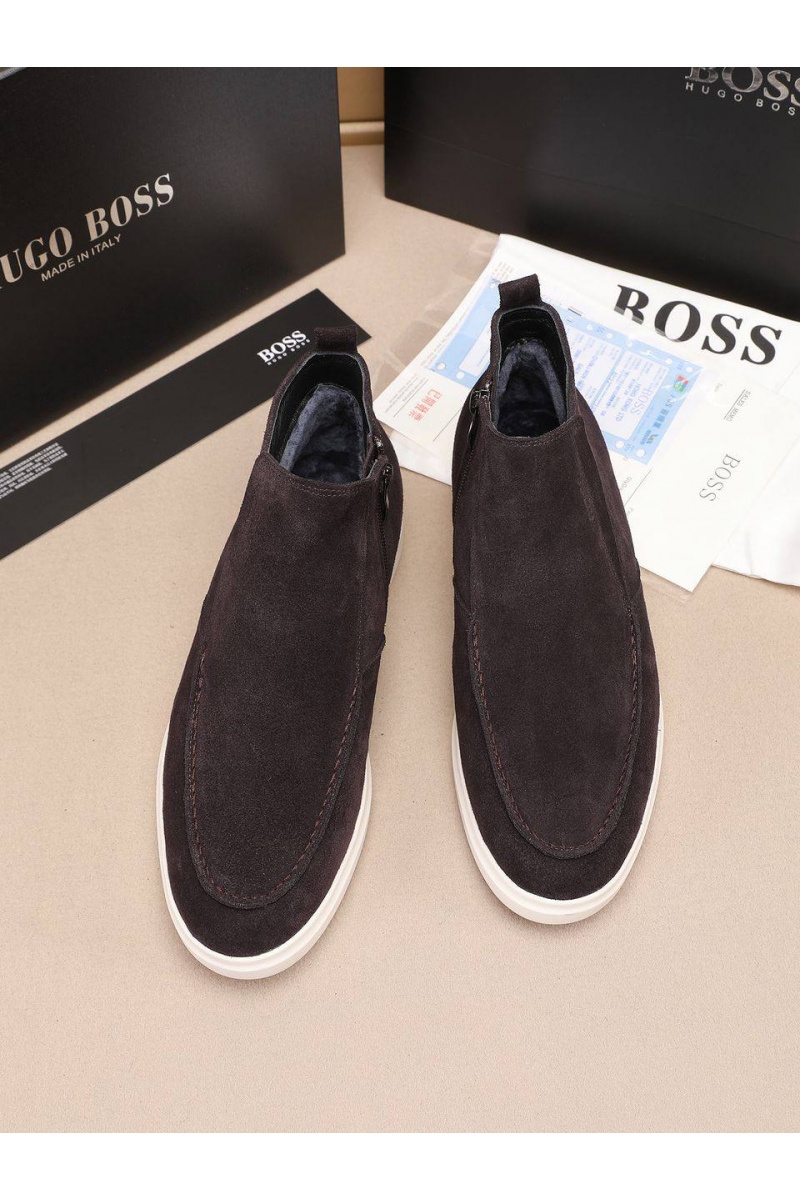 Hugо Воss Замшевые лоферы с мехом high-top - Brown