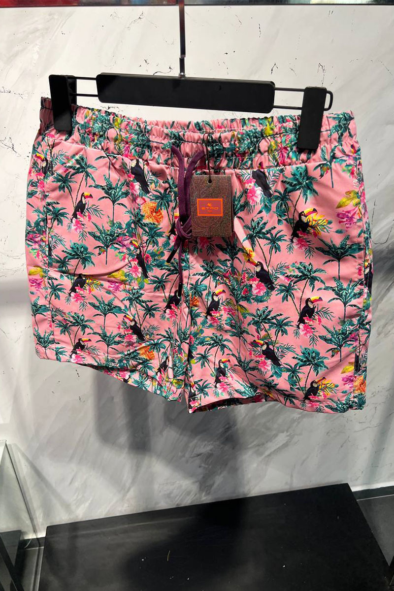 Etro Мужские розовые шорты floral-pattern