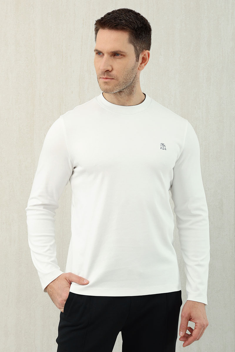 Designer Мужской белый лонгслив Premium