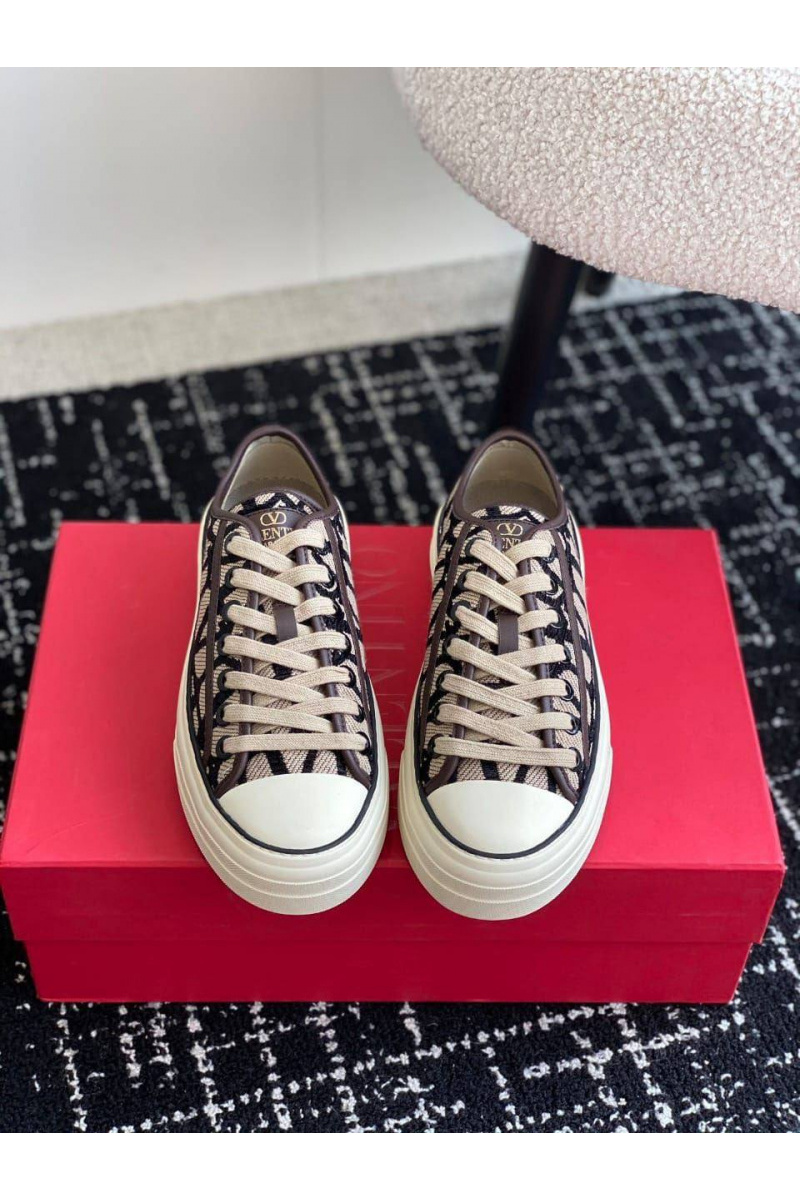 Valentino Женские кеды Toile Iconographe premium - Brown