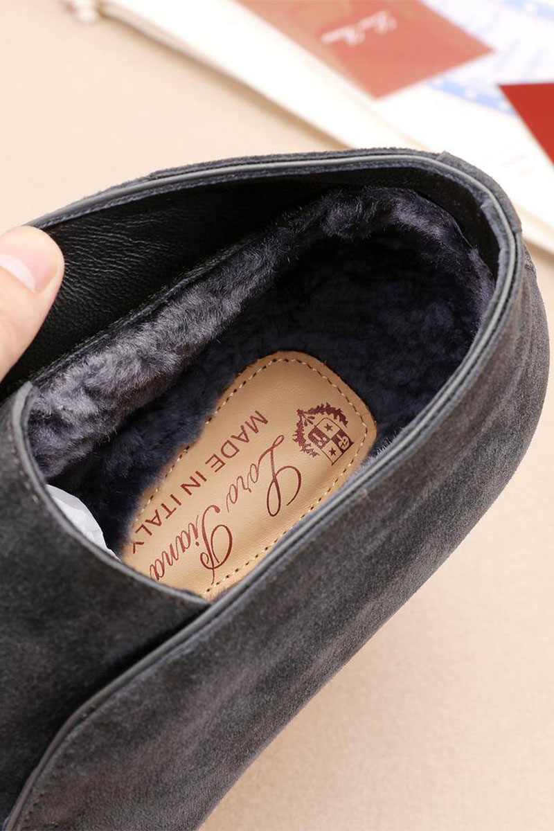 Loro Piana Замшевые лоферы с мехом Open Walk - Grey