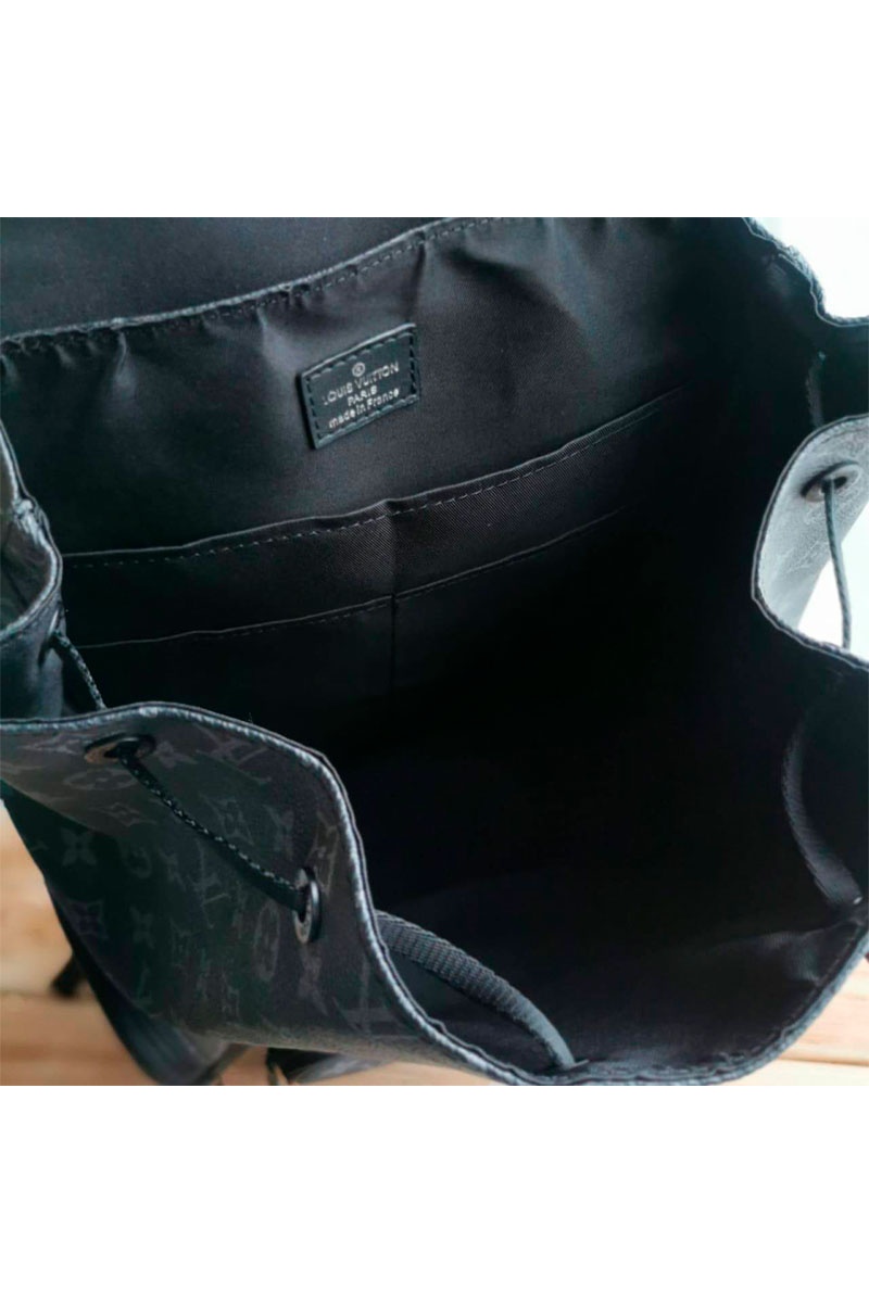 Lоuis Vuittоn Чёрный кожаный рюкзак Trio Monogram Eclipse 44x32 см