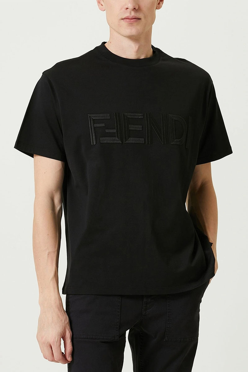Fendi Чёрная футболка logo-embroidered 