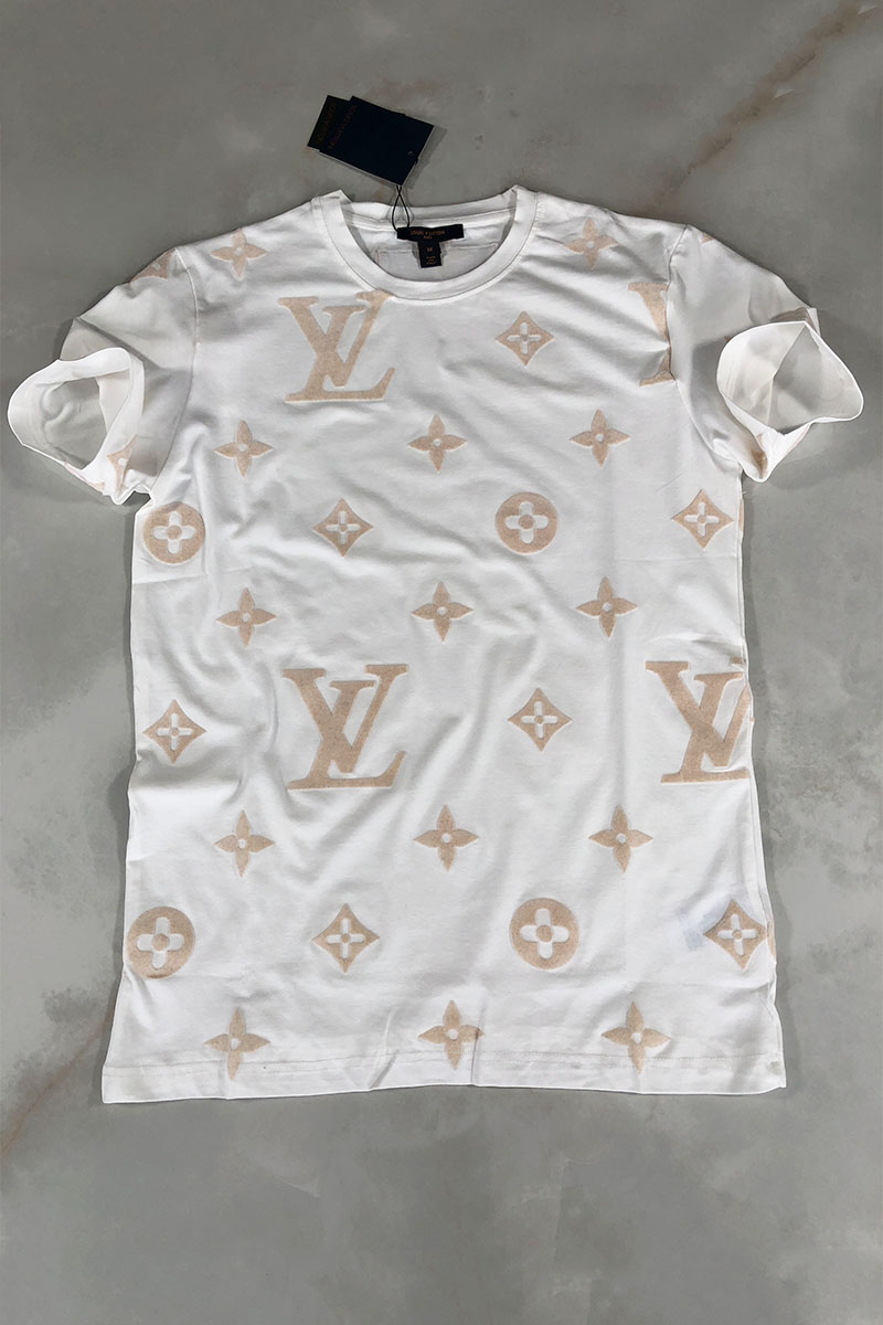 Lоuis Vuittоn Белая мужская футболка Monogram All-over