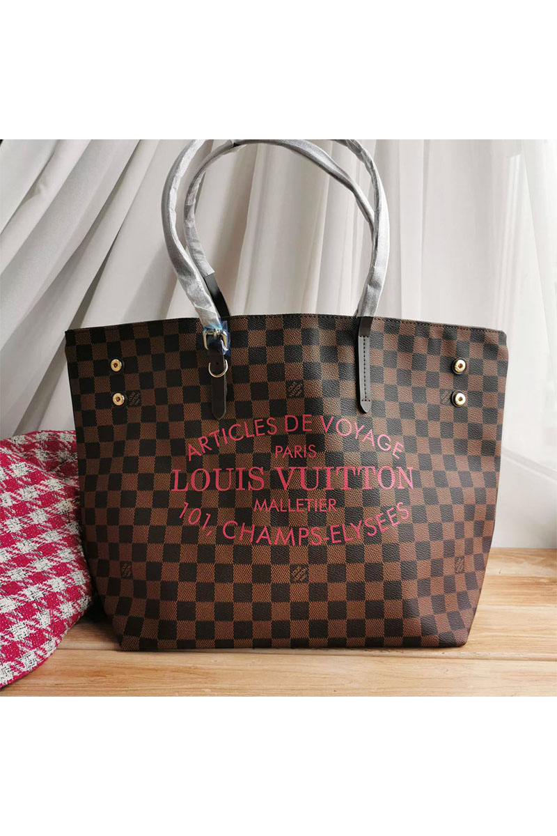 Lоuis Vuittоn Женская кожаная сумка Neverfull Articles de Voyage 45x31 см (2 расцветки)