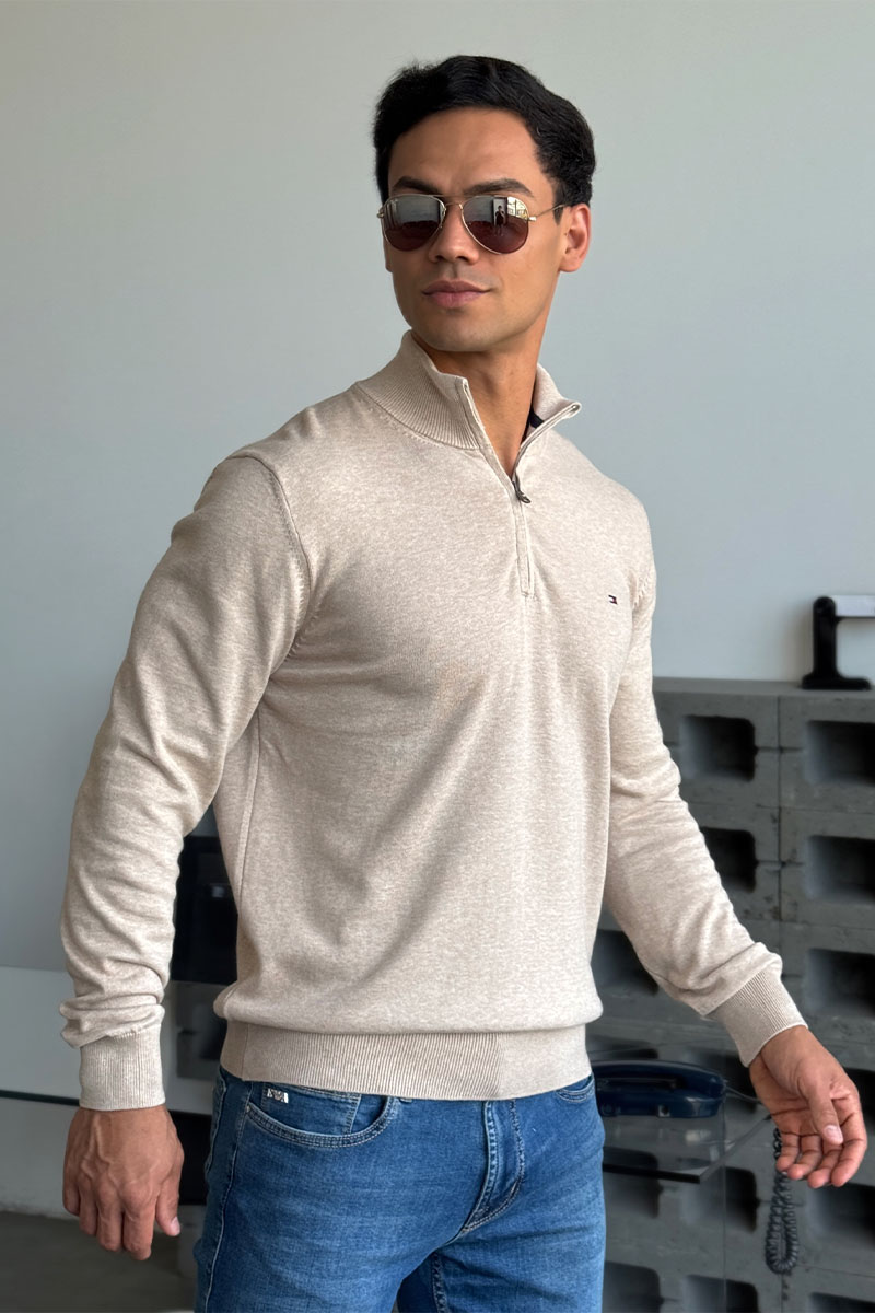 Tommy Hilfiger Кофта бежевого цвета quarter-zip