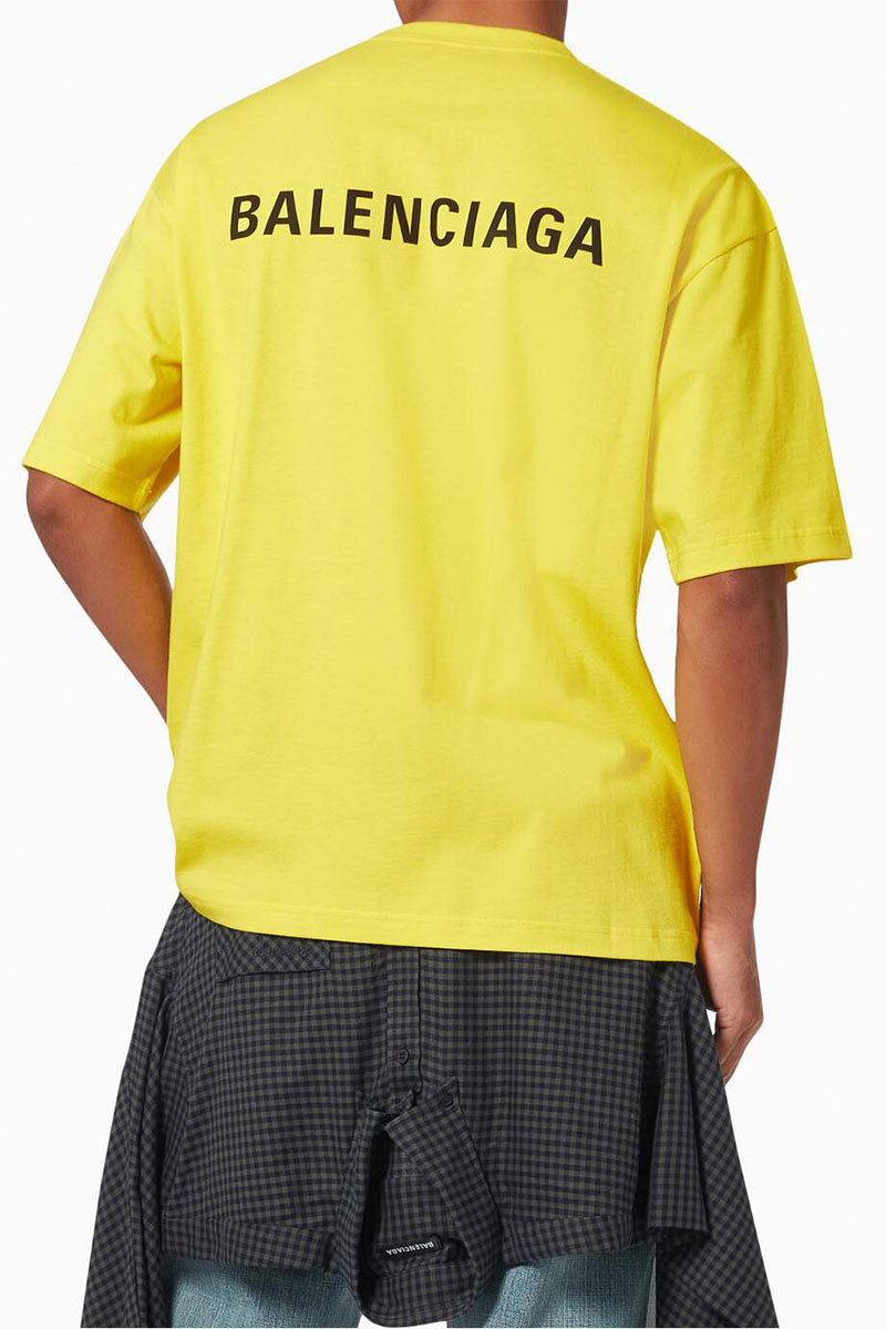 Balenciaga Жёлтая оверсайз футболка Medium Fit Vintage