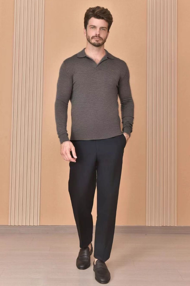 Loro Piana Поло с длинным рукавом Premium - Gray Coffee
