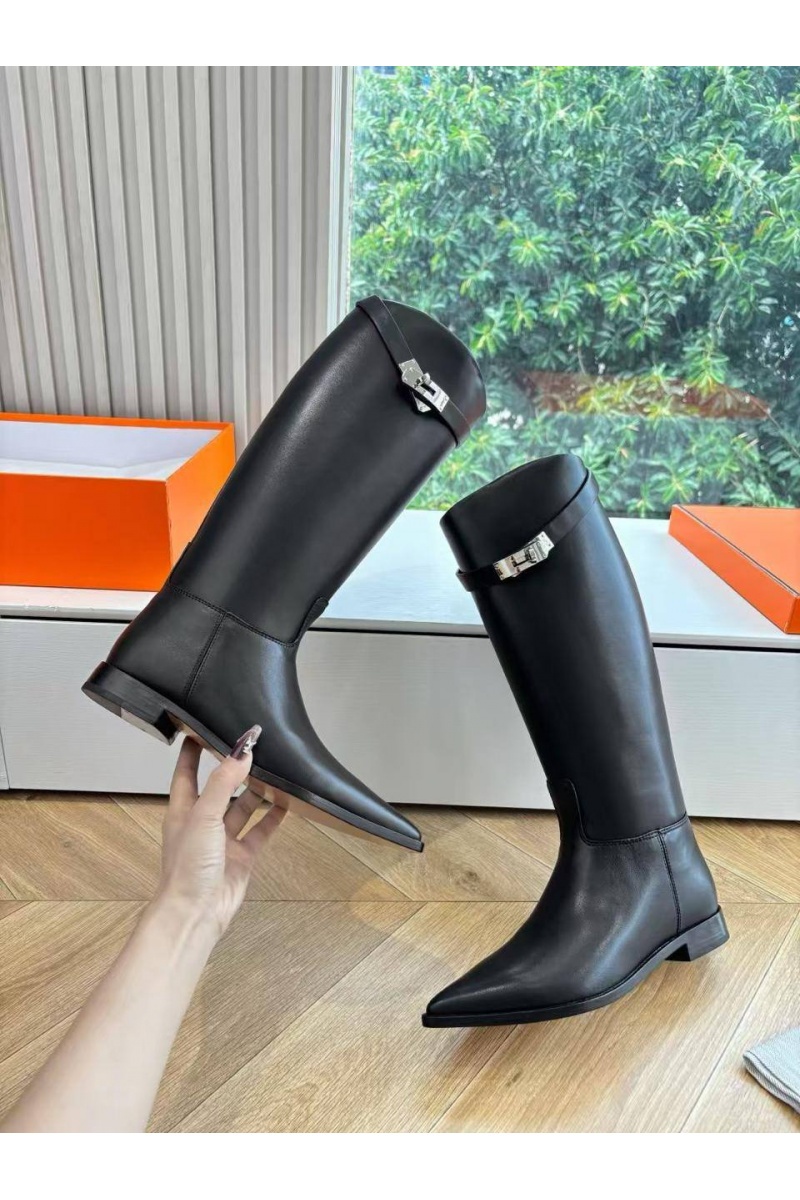 Hermes Женские кожаные сапоги Jumping Boot premum