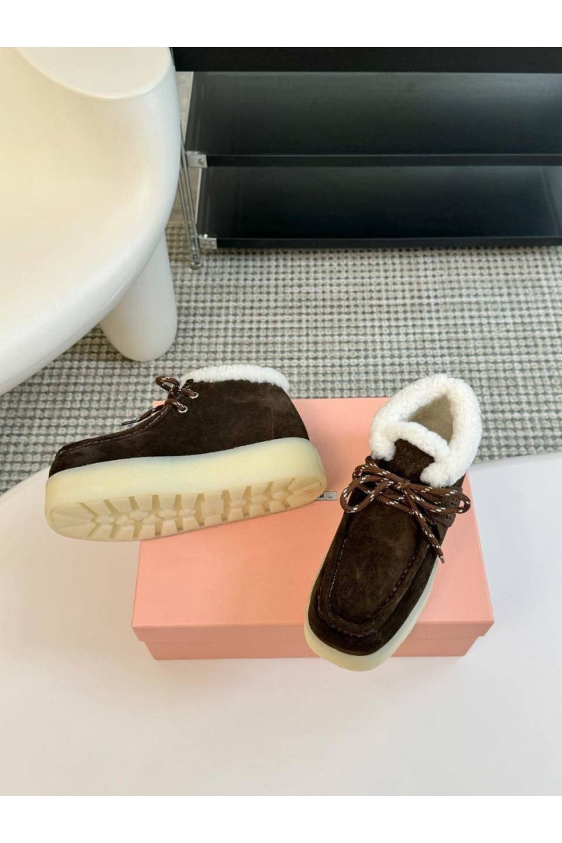 MIU MIU Женские замшевые лоферы с мехом premium