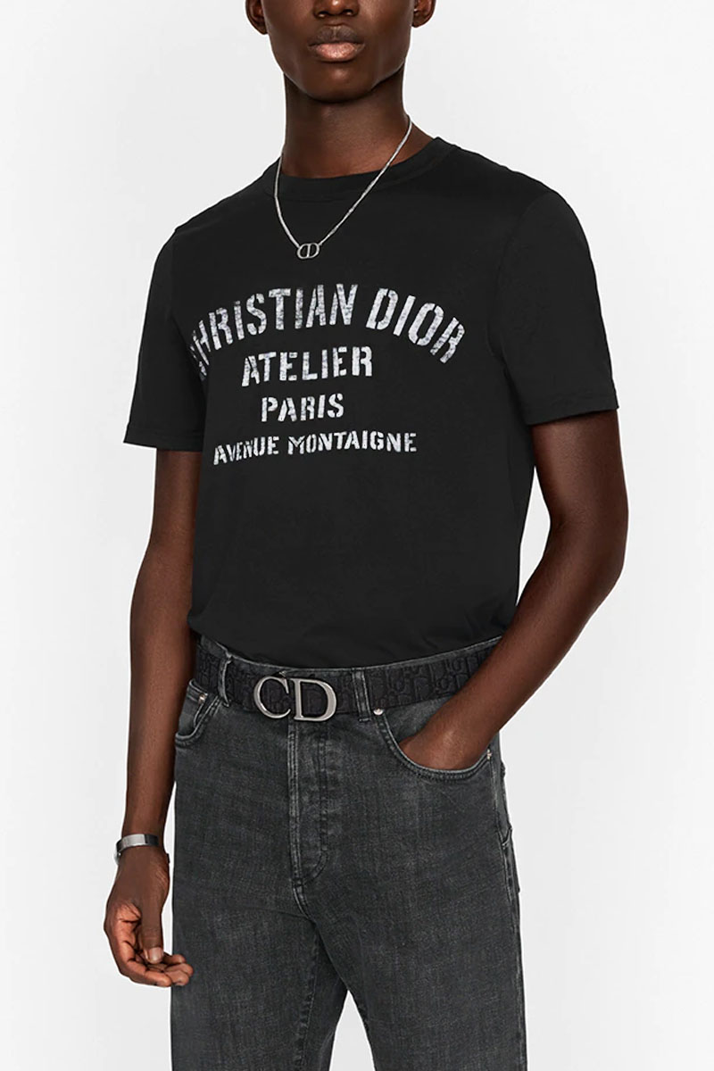 Dior Мужская чёрная футболка Atelier Paris Avenue Montaigne
