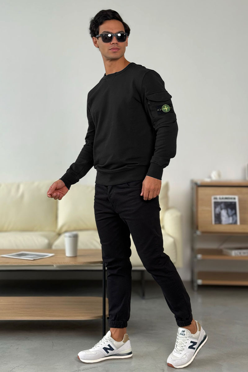 Stone Island Чёрный свитшот compass-patch crewneck