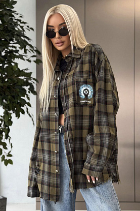 Женская оверсайз рубашка в клетку premium