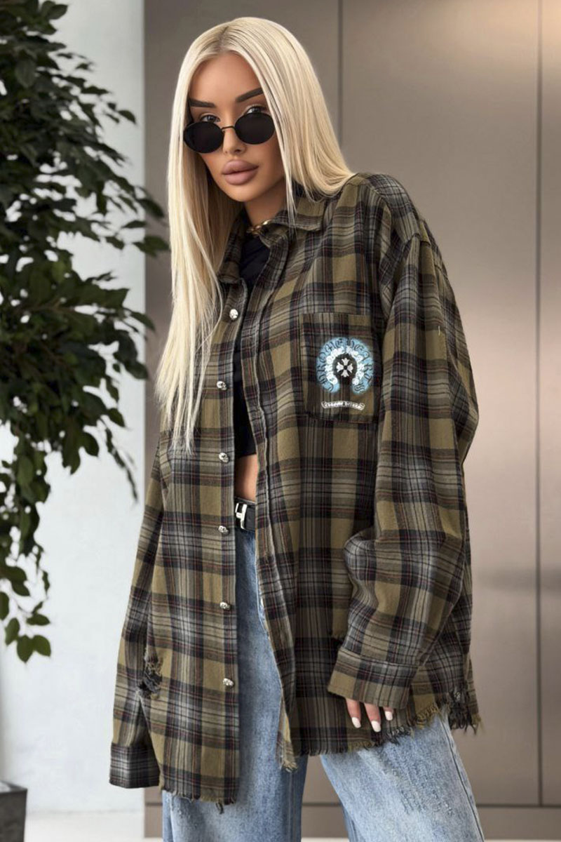 Chrome Hearts Женская оверсайз рубашка в клетку premium