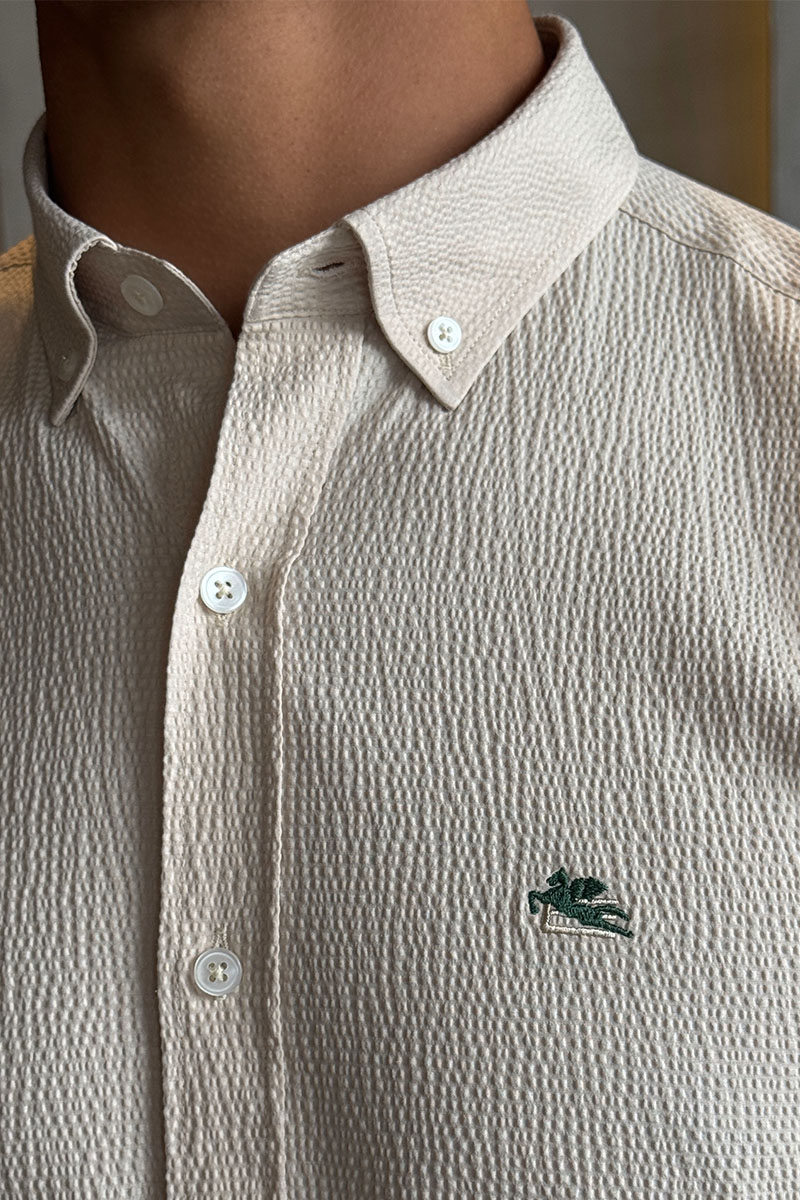 Etro Мужская бежевая рубашка Pegasus logo
