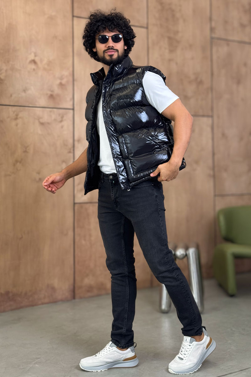 Hugо Воss Мужской чёрный жилет 