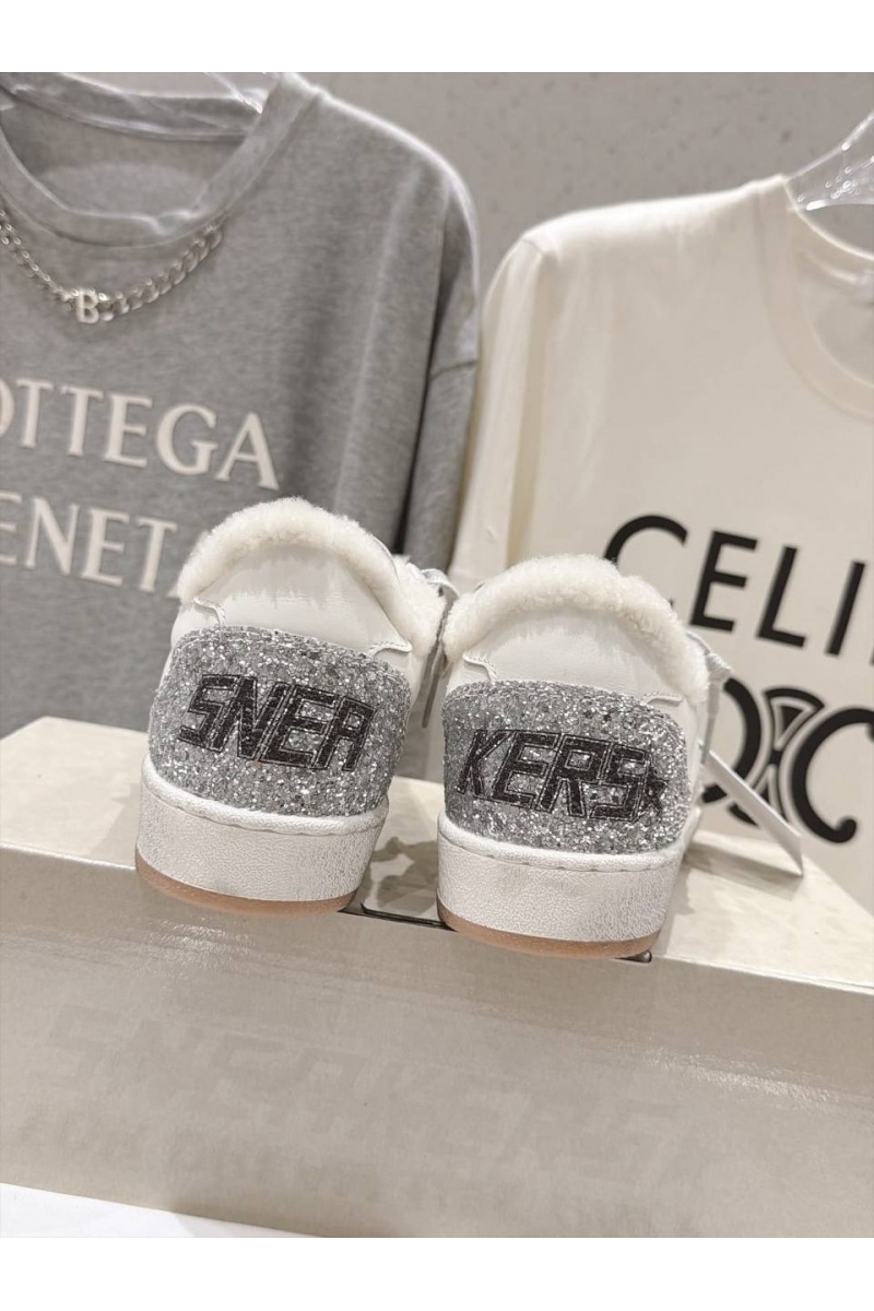 Designer Clothing Женские кожаные кроссовки с мехом Golden Goose Ball Star premium