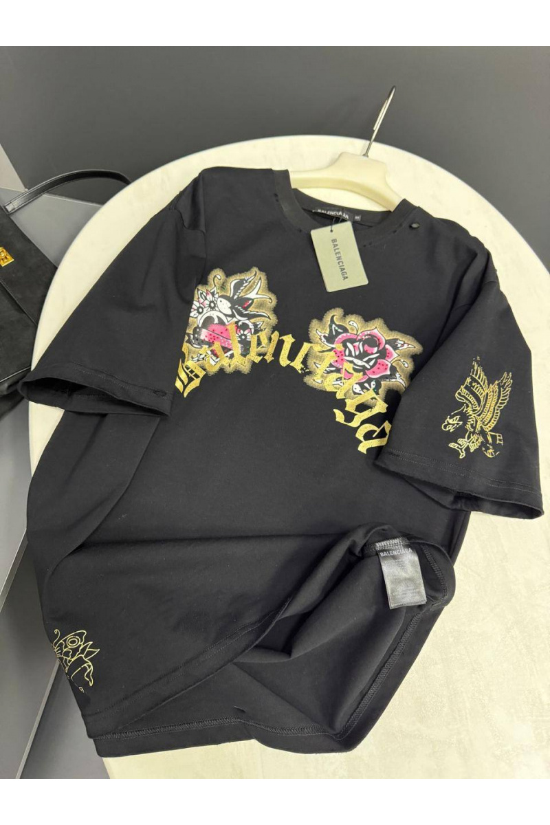 Balenciaga Женская чёрная оверсайз футболка 