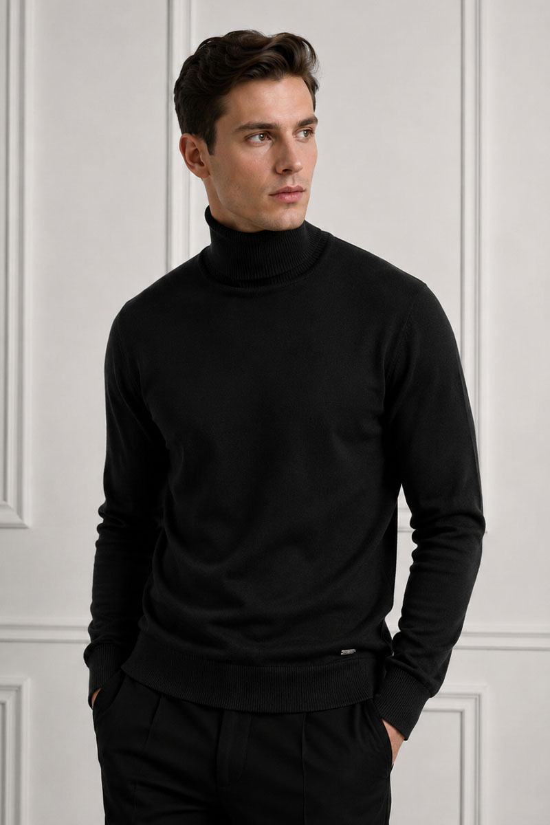 Designer Clothing Мужская чёрная водолазка Maglione 