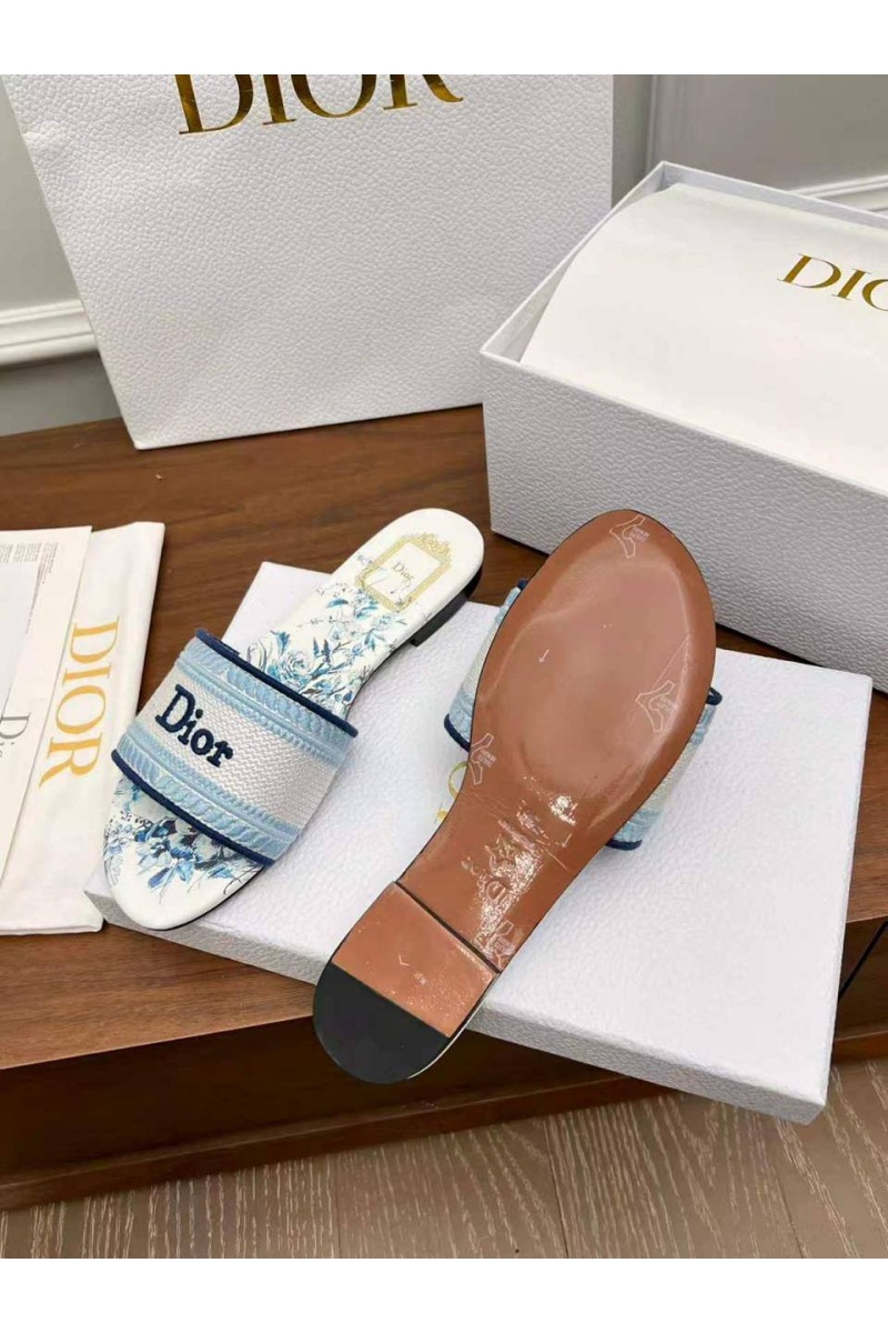 Dior Женские шлепанцы Dway Slide Embroidered Cotton premium