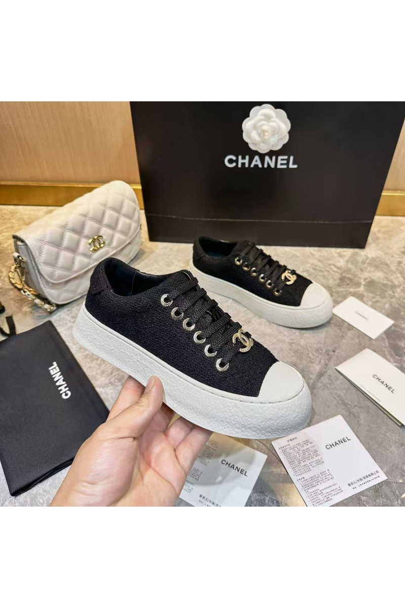 Chаnеl Женские кожаные кроссовки premium