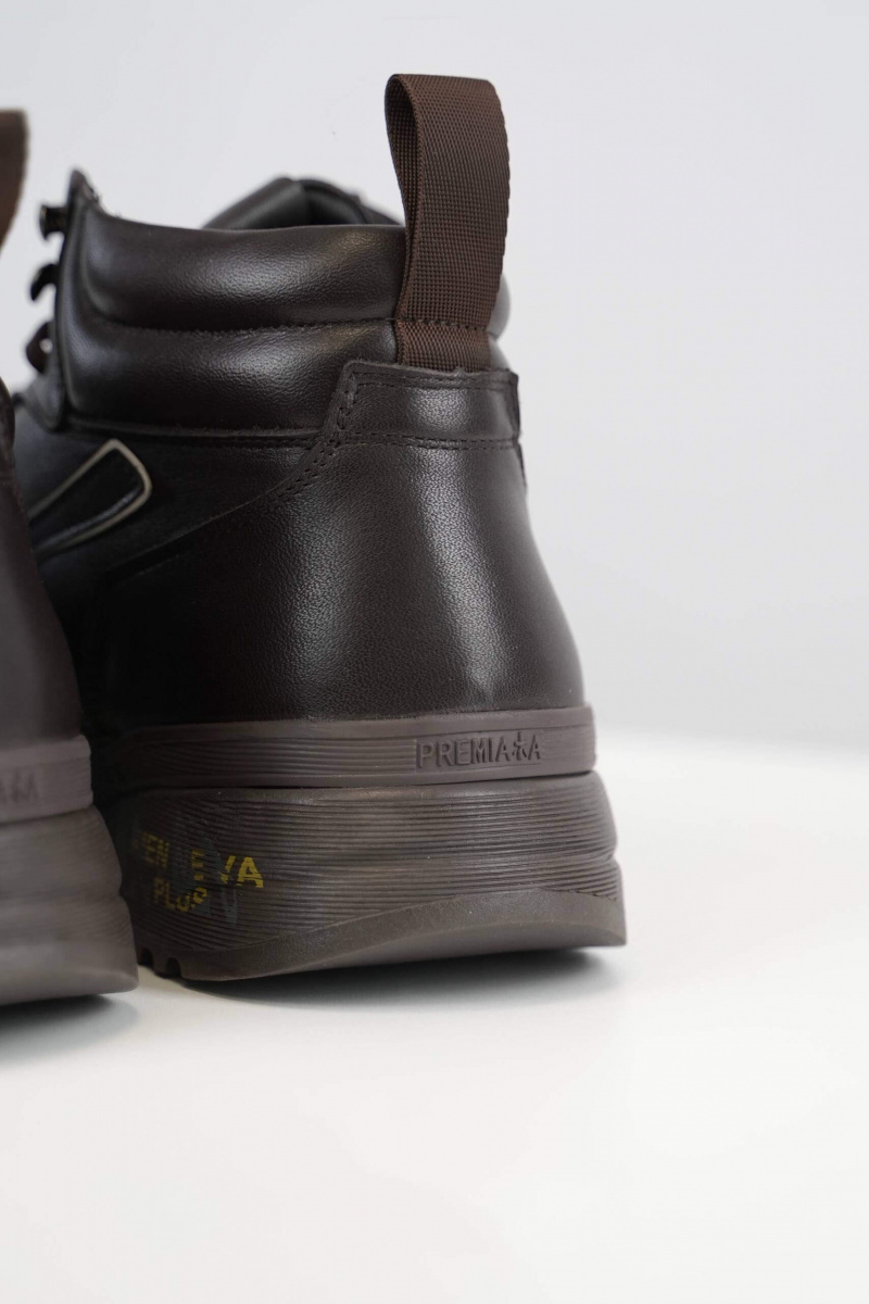Premiata Кожаные кроссовки с мехом high-top - Brown